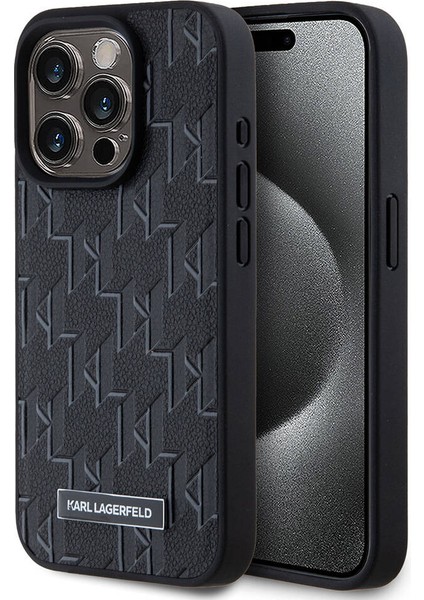 Apple iPhone 15 Pro Kılıf Orjinal Lisanslı Magsafe Şarj Özellikli Kl Yazılı Hot Stamp Siyah