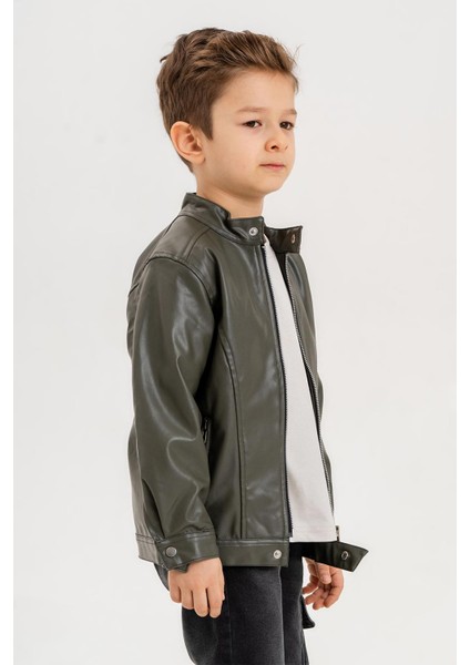 Fermuarlı Erkek Çocuk Deri Ceket modelleri