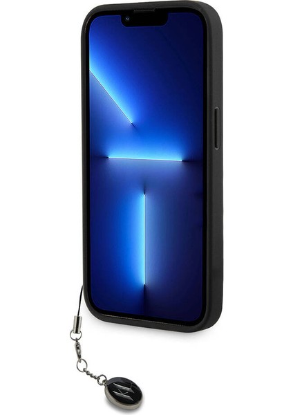 Apple iPhone 15 Pro Kılıf Lisanslı Anahtarlıklı Taşlı Kl Yazılı Saffiano Rhinestones Siyah modelleri