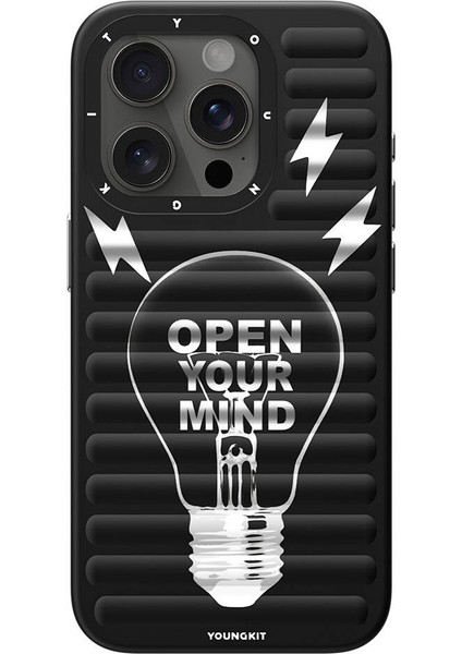 iPhone 15 Pro Uyumlu Kılıf Magsafe Şarj Özellikli Open Mind Serisi Kapak Siyah