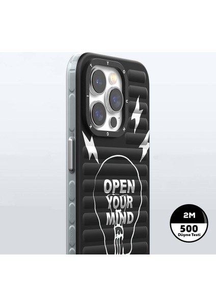 iPhone 15 Pro Uyumlu Kılıf Magsafe Şarj Özellikli Open Mind Serisi Kapak Siyah modelleri