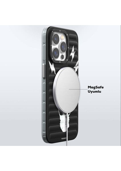 iPhone 15 Pro Uyumlu Kılıf Magsafe Şarj Özellikli Open Mind Serisi Kapak Siyah fırsatları