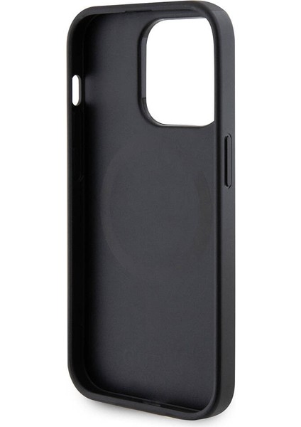 iPhone 14 Pro Max Kılıf Magsafe Şarj Özellikli Yazı Logolu Saffiano Siyah