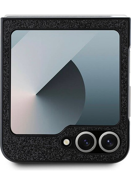 Galaxy Z Flip 6 Uyumlu Kılıf Guess Orjinal Lisanslı Yazı Logolu Glitter Script Kapak Siyah modelleri
