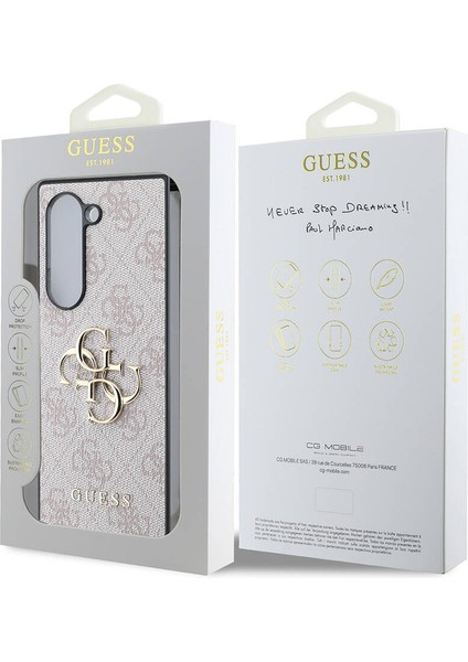 Galaxy Z Fold 6 Uyumlu Kılıf Guess Orjinal Lisanslı Leather Metal Logo Kapak Pembe modelleri