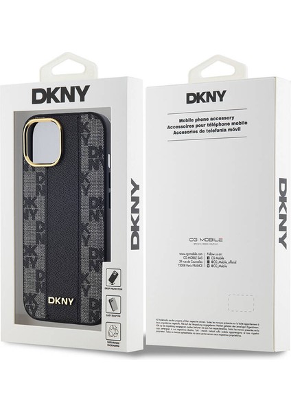 iPhone 15 Plus Kılıf Dkny Orjinal Lisanslı Magsafe Şarj Özellikli 3D Yazılı Checkered Pattern Siyah indirimleri