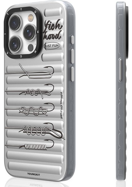 iPhone 14 Pro Max Uyumlu Kılıf Magsafe Şarj Özellikli Fishing Serisi Kapak Gri