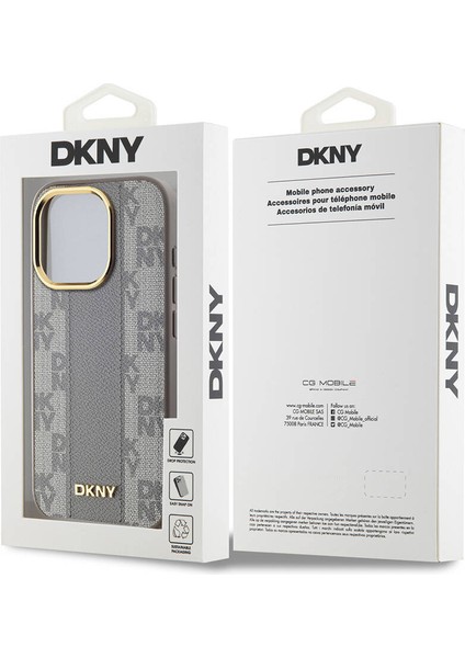 iPhone 15 Pro Kılıf Dkny Orjinal Lisanslı Magsafe Şarj Özellikli 3D Yazılı Checkered Pattern Krem indirimleri