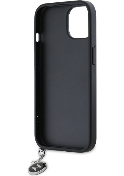 Apple iPhone 14 Kılıf Lisanslı Anahtarlıklı Taşlı Kl Yazılı Saffiano Rhinestones Siyah fırsatları