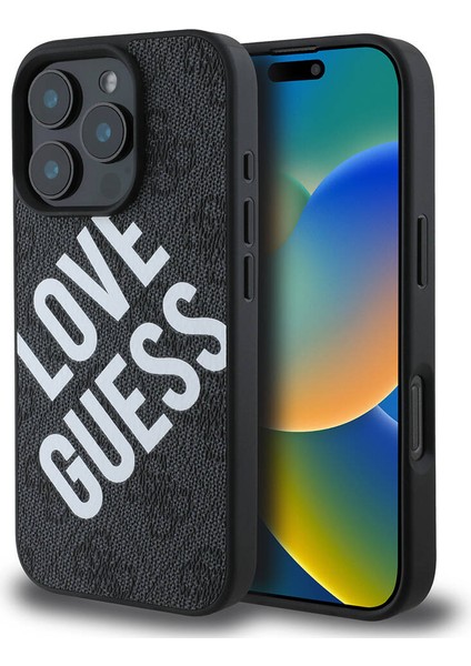 iPhone 16 Pro Max Uyumlu Kılıf Guess Orjinal Lisanslı Big Love Guess Kapak Siyah