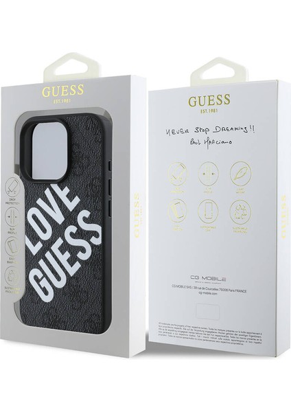 iPhone 16 Pro Max Uyumlu Kılıf Guess Orjinal Lisanslı Big Love Guess Kapak Siyah