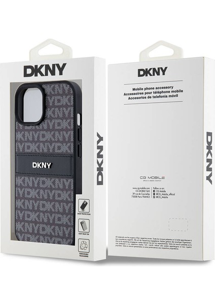 iPhone 15 Uyumlu Kılıf Dkny Orjinal Lisanslı 3D Yazılı Repeat Texture Pattern Kapak Siyah indirimleri