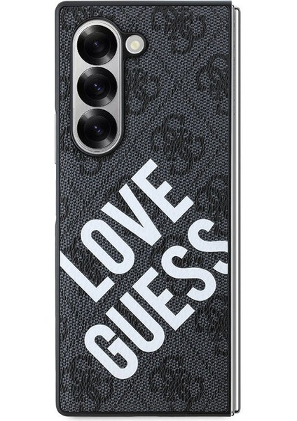 Galaxy Z Fold 6 Uyumlu Kılıf Guess Orjinal Lisanslı Love Guess Printing Kapak Siyah