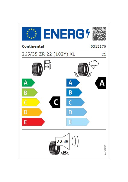 265/35 R22 102Y Xl Fr Sportcontact 7 Yaz Lastiği (Üretim Yılı: 2024)