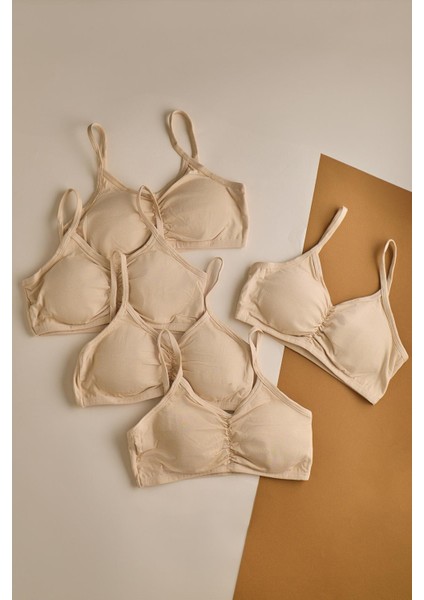 Kız Çocuk 5 Li Paket Büstiyer Ince Askılı Nude