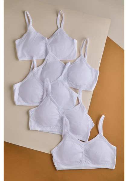 Kız Çocuk 5 Li Paket Büstiyer Ince Askılı Beyaz