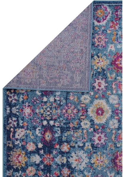 Konfor Vintage 7654 Mavi Eskitme Dokuma Halı140x200