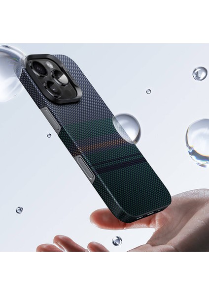 iPhone 16 Uyumlu Kılıf Magsafe Şarj Özellikli Karbon Fiber Aurora Armorair Kevlar Siyah