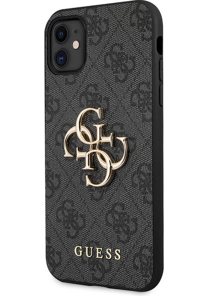 iPhone 11 Uyumlu Kılıf Guess Pu Deri Büyük Metal Logo Dizaynlı Kapak Gri fiyatları