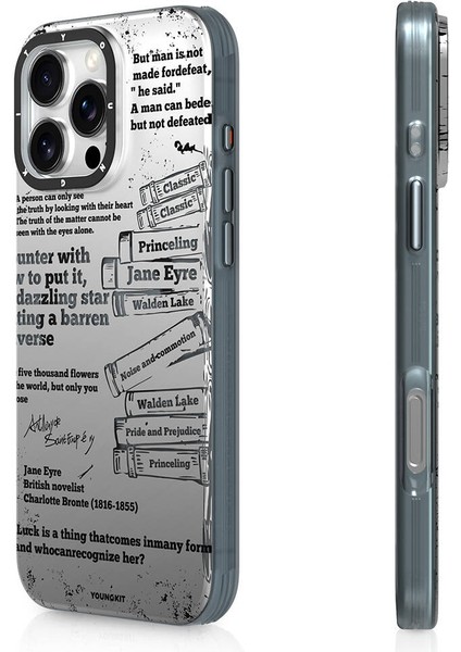 iPhone 16 Pro Uyumlu Kılıf Magsafe Şarj Özellikli Youngkit Literary Serisi Classic Kapak Gri