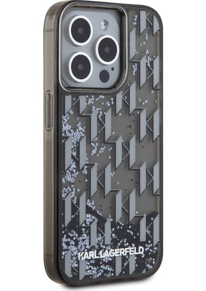 Apple iPhone 15 Pro Max Kılıf Orjinal Lisanslı Simli Kl Yazılı Monogram Gradıent Siyah fiyatları