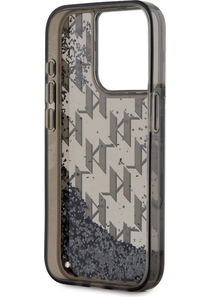 Apple iPhone 15 Pro Max Kılıf Orjinal Lisanslı Simli Kl Yazılı Monogram Gradıent Siyah fırsatları