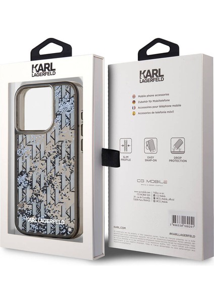 Apple iPhone 15 Pro Max Kılıf Orjinal Lisanslı Simli Kl Yazılı Monogram Gradıent Siyah indirimleri