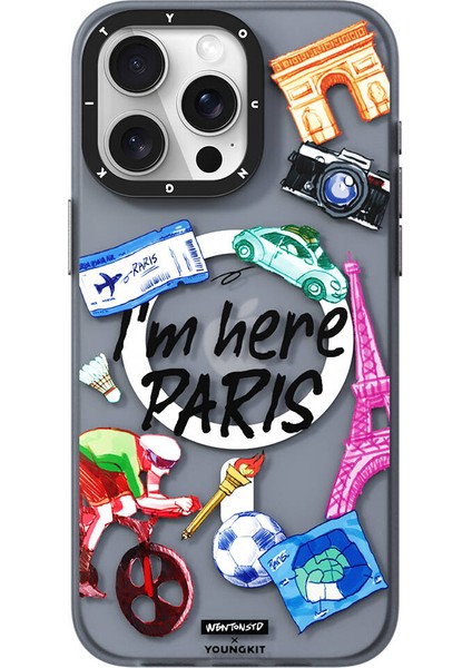 iPhone 15 Pro Uyumlu Kılıf Magsafe Şarj Özellikli In Paris Serisi Kapak Gri fiyatları