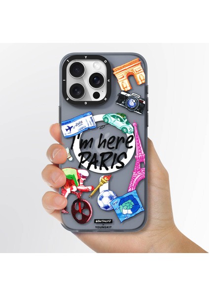 iPhone 15 Pro Uyumlu Kılıf Magsafe Şarj Özellikli In Paris Serisi Kapak Gri fırsatları