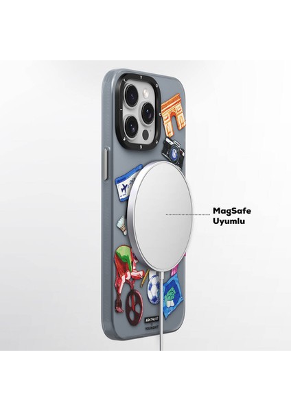 iPhone 15 Pro Uyumlu Kılıf Magsafe Şarj Özellikli In Paris Serisi Kapak Gri indirimleri