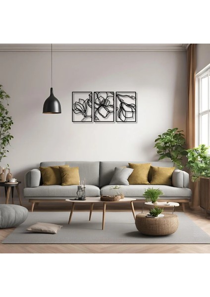 Modern Metal Duvar Sanatı Gül 3 Parça (3 Pieces Rose) Metal Duvar Tablosu Doğal fiyatları