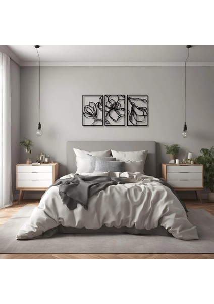 Modern Metal Duvar Sanatı Gül 3 Parça (3 Pieces Rose) Metal Duvar Tablosu Doğal indirimleri