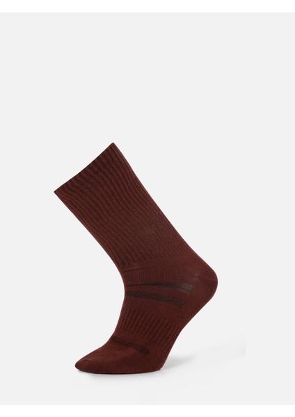 Regular Fit Çizgili Bordo Erkek Çorap