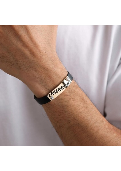 14 Ayar Altın Erkek Bileklik Grek Gösterişli 10 mm