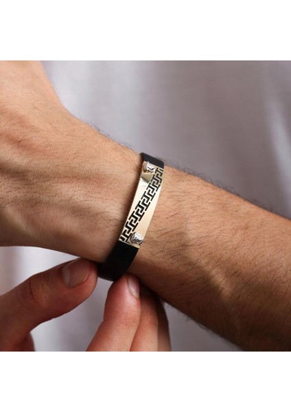 14 Ayar Altın Erkek Bileklik Grek Gösterişli 10 mm modelleri