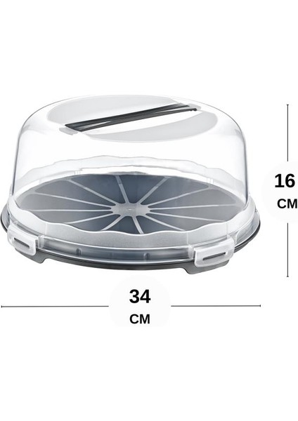 Kek Pasta Börek Saklama Kabı, Kilitli Borcam Taşıma Fanusu 34CM Büyük Boy fiyatları