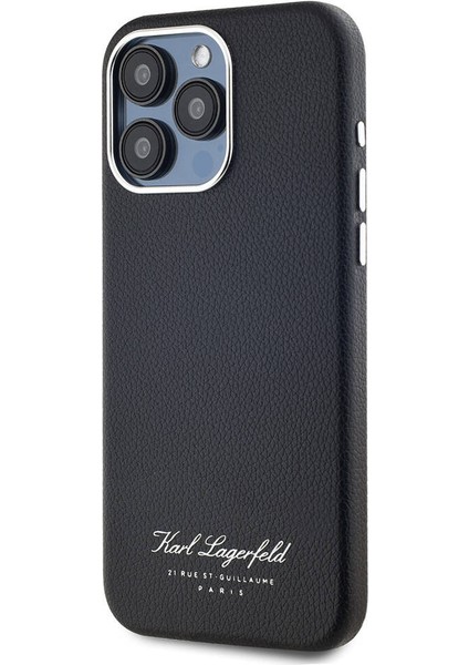 Apple iPhone 15 Pro Uyumlu Kılıf Orjinal Lisanslı Kl Yazılı Hotel Kapak Siyah