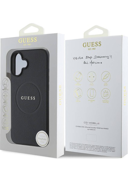 iPhone 16 Plus Uyumlu Kılıf Guess Orjinal Lisanslı Magsafe Şarj Özellikli Yazı Logolu Grained Siyah fırsatları
