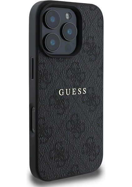iPhone 16 Pro Max Kılıf Guess Orjinal Lisanslı Magsafe Şarj Özellikli 4g Desenli Yazı Logolu Siyah