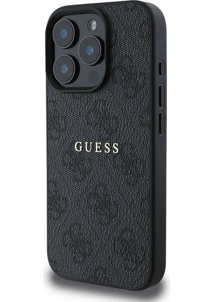 iPhone 16 Pro Max Kılıf Guess Orjinal Lisanslı Magsafe Şarj Özellikli 4g Desenli Yazı Logolu Siyah