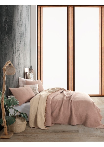4 Katlı Multi Muslin %100 Pamuk Çift Kişillik Yatak Örtüsü