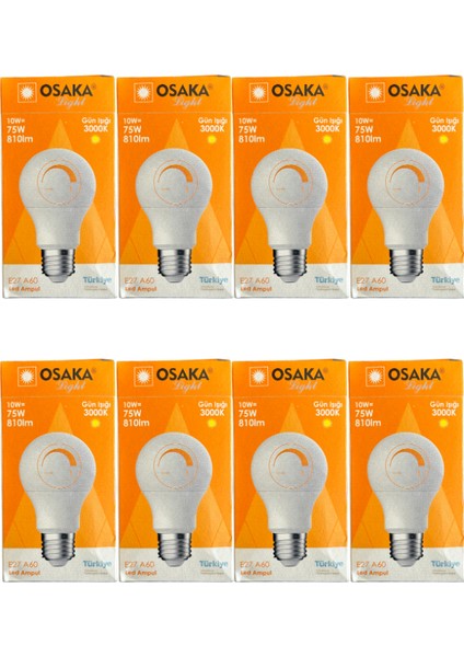 10W (75W) 3000K (Günışığı) E27 Duylu Dim Edilebilir LED Ampul (8 Adet)