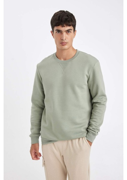 Regular Fit Bisiklet Yaka Kalın Basic Düz Sweatshirt T3777AZ24AU