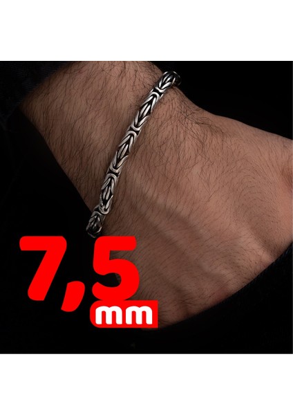 Erkek Gümüş Bileklik - Yuvarlak Kral Model Erkek Bileklik Künye