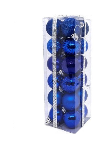 Mavi Yılbaşı Top Süs Mat-Parlak-Simli-Aynalı 24 Adet 4 cm fiyatları