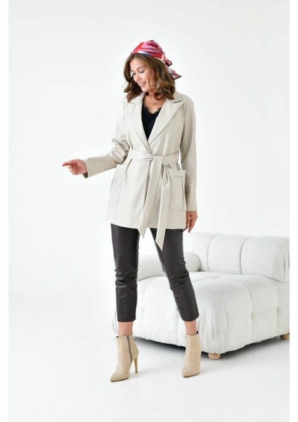 Ftz Kadın Deri Ceket Beige 30917 modelleri
