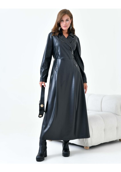 Kadın Deri Elbise Siyah 30930 indirimleri