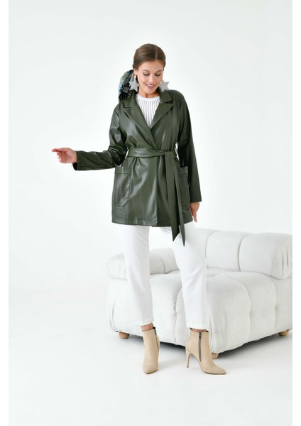 Kadın Deri Ceket Haki 30917 fiyatları