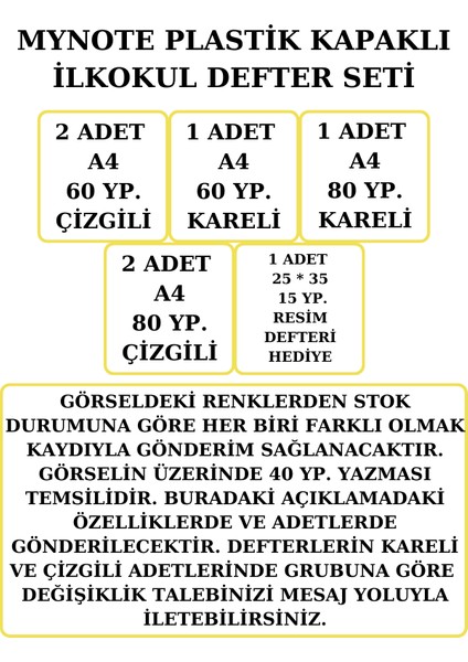 Ilkokul Defter Seti Toplam 6 Adet A4 Defter ve 1 Adet 25 * 35 Resim Defteri Hediye