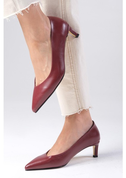 Livia Bordo Renk Sivri Burunlu Kadın Topuklu Ayakkabı modelleri